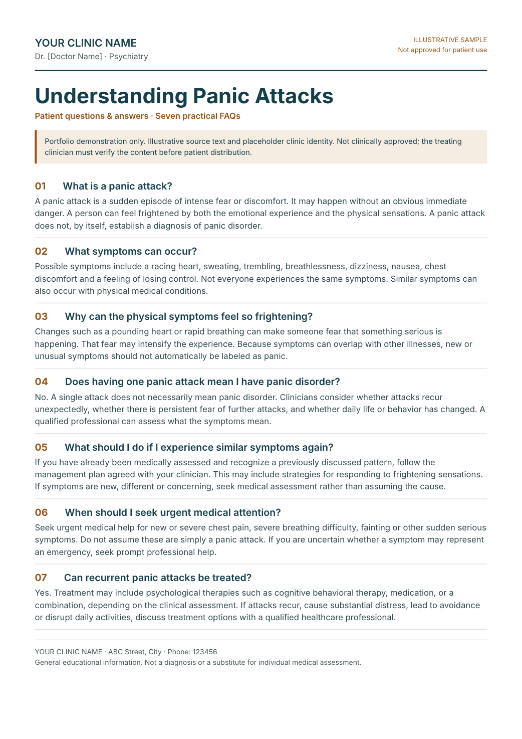 Patient FAQ sample preview